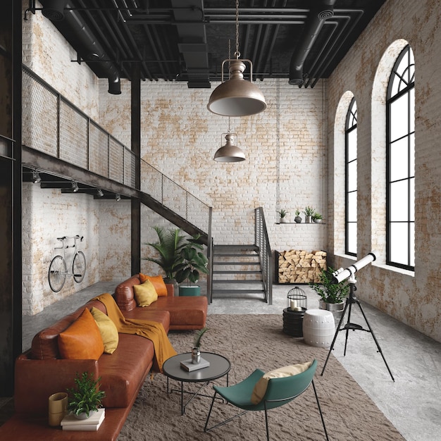 Salon loft jak urządzić styl industrialny i boho w jednym